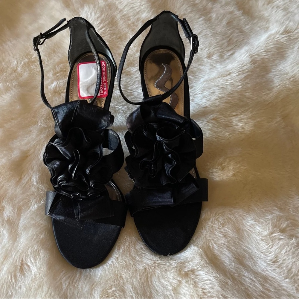 Nina black rosette stiletto sandal formal shoes